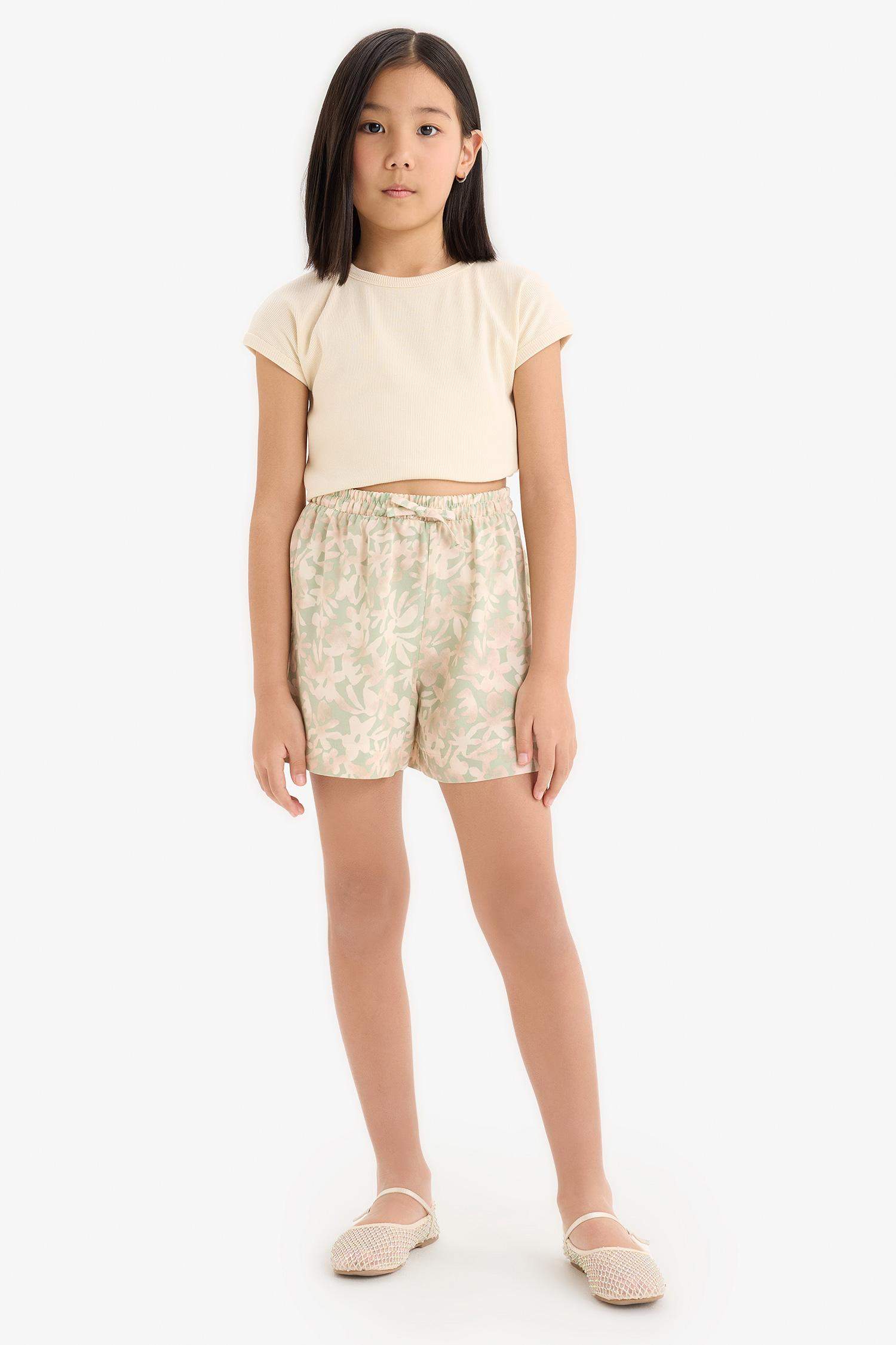 Girl Floral Patterned Viscose Shorts