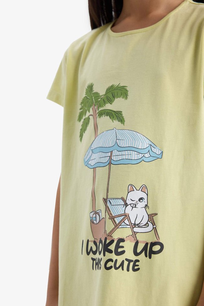 Girl Printed Short Sleeve Dress Hover Image