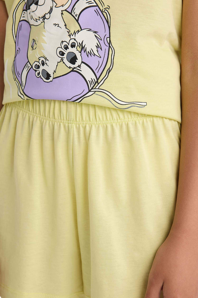 Girls Pajama Set Printed Short Sleeve Top Elastic Waist Shorts Main Image