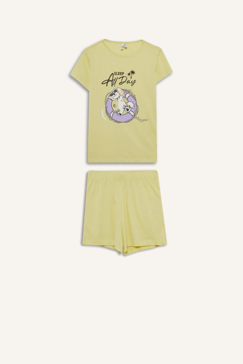 Girls Pajama Set Printed Short Sleeve Top Elastic Waist Shorts