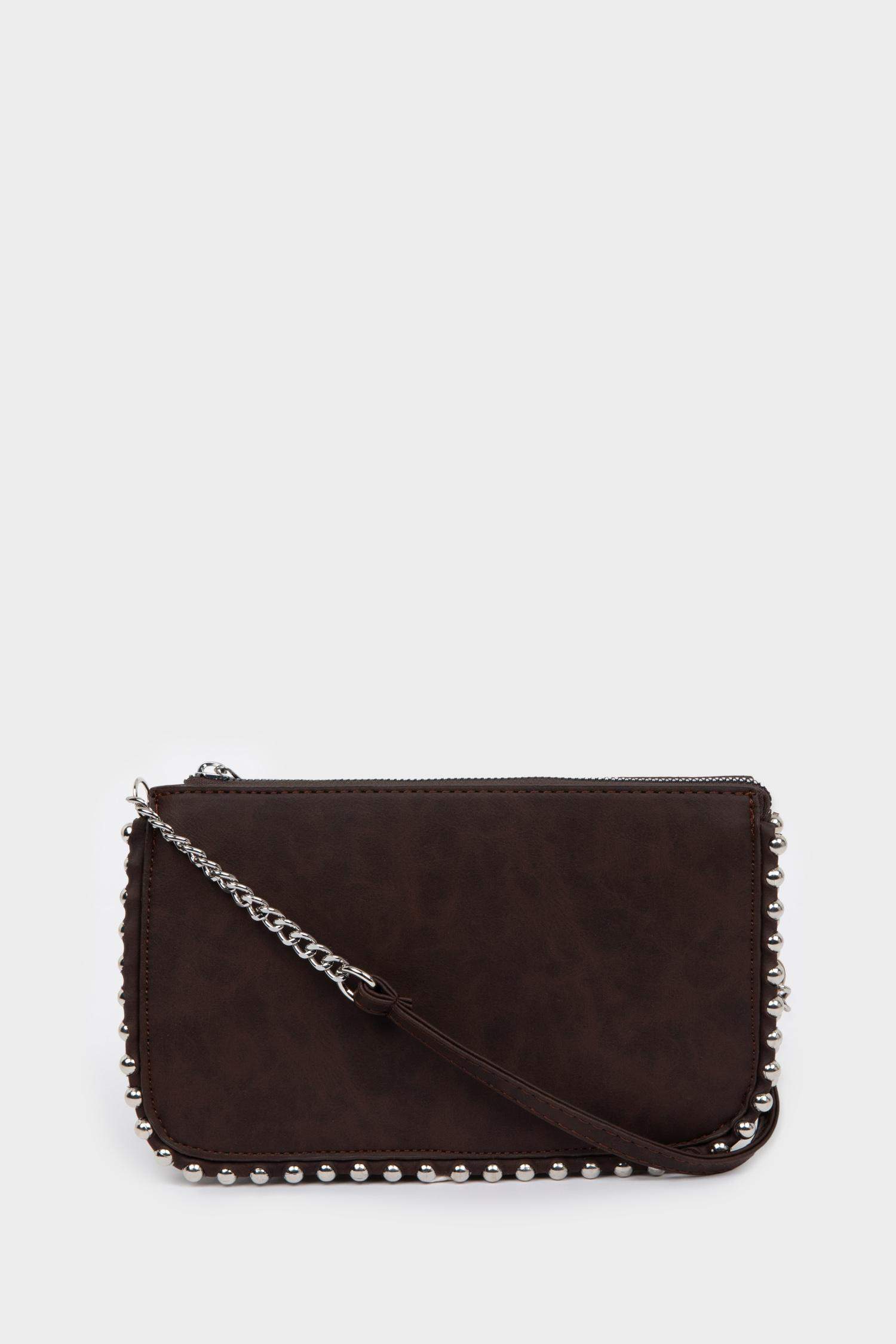 Suede Cross Bag With Women Staple Detail