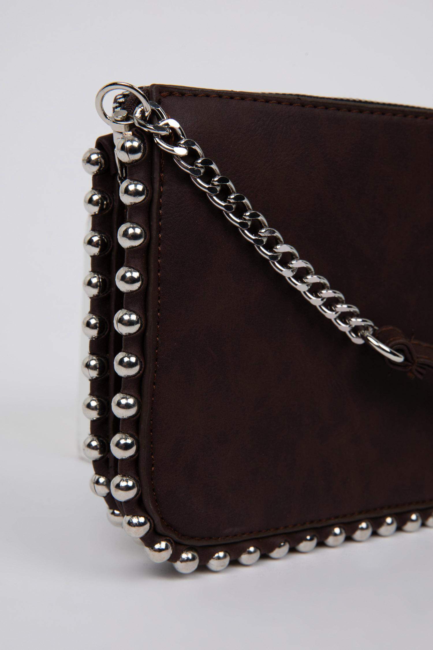 Suede Cross Bag With Women Staple Detail