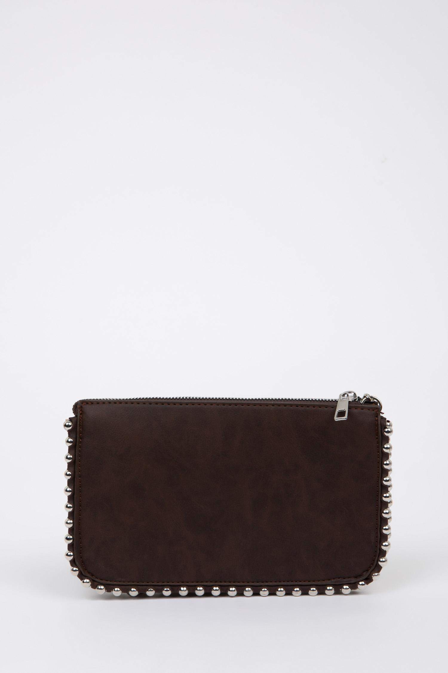 Suede Cross Bag With Women Staple Detail