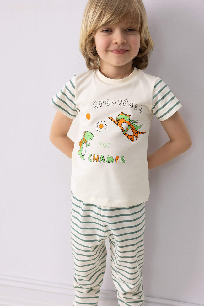 Baby Boy Striped Cotton 2 Piece Pajama Set Main Image