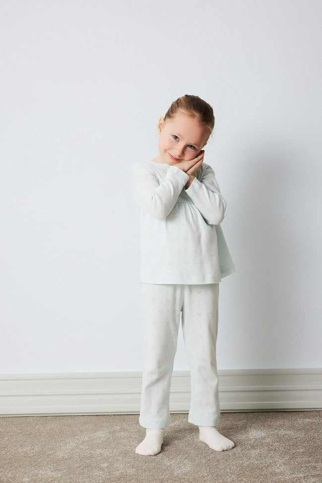 Baby Girl Ribbed Top Bottom 2 Piece Pajama Set Main Image