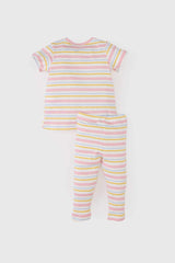 Girl Baby Disney Mickey & Minnie Pajamas Kit Fitilligated Eyelash Short Sleeve Top Waist Waist Long Bottom