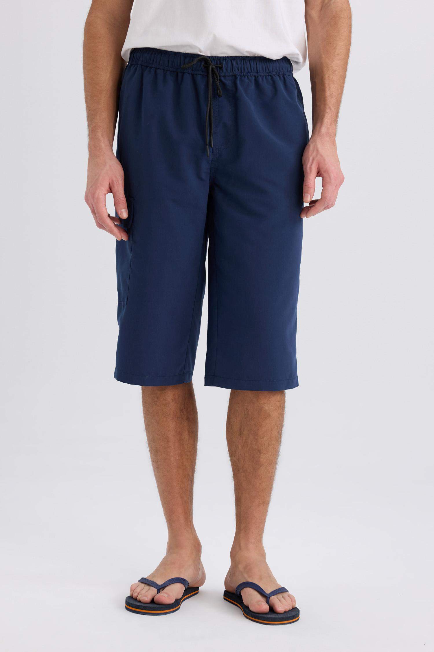 Long Fit Mesh Lined Long Length Cargo Pocket Swim Shorts