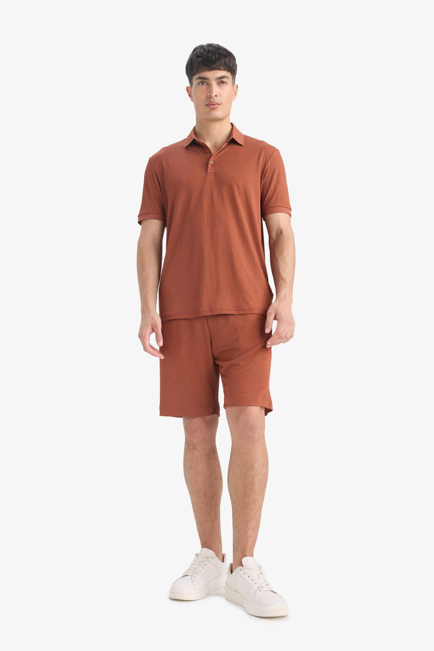 Regular Fit All-Direction Stretch Crinkle Bermuda Shorts