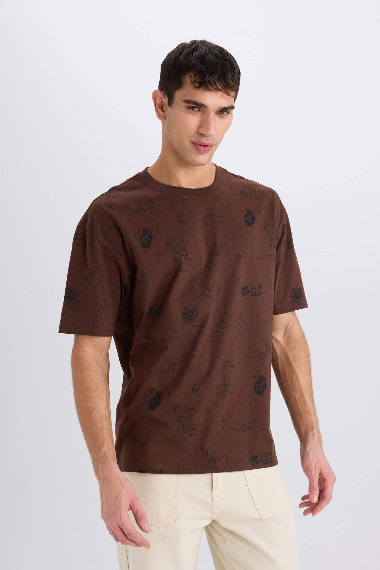 Oversize Fit Crew Neck Printed T-Shirt