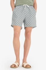 Patterned Mesh Lined Short Swim Shorts