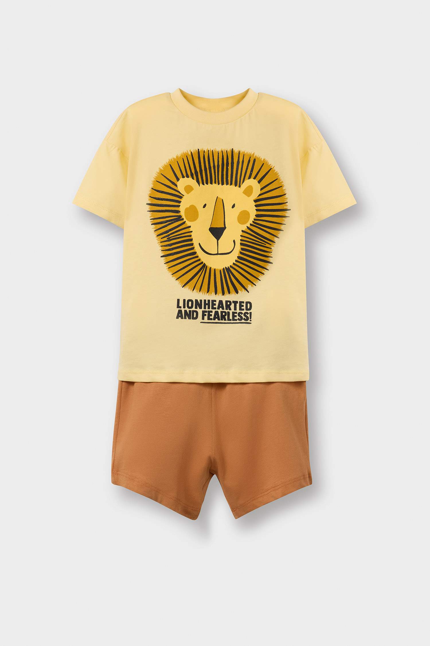 Baby Boy 2-Piece Set Lion Printed Short Sleeve T-Shirt Flexible Waist Shorts