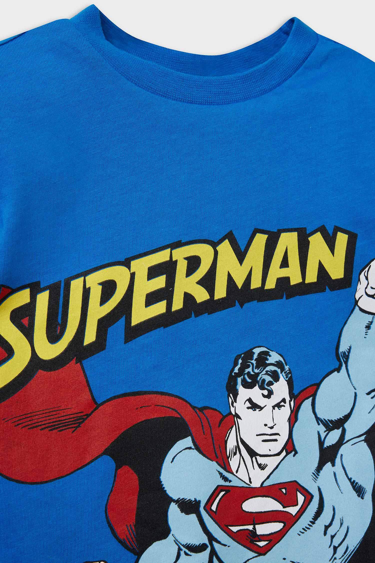 Baby Boy Superman Pajama Set Short Sleeve Combed Cotton Top and Elastic Waist Shorts