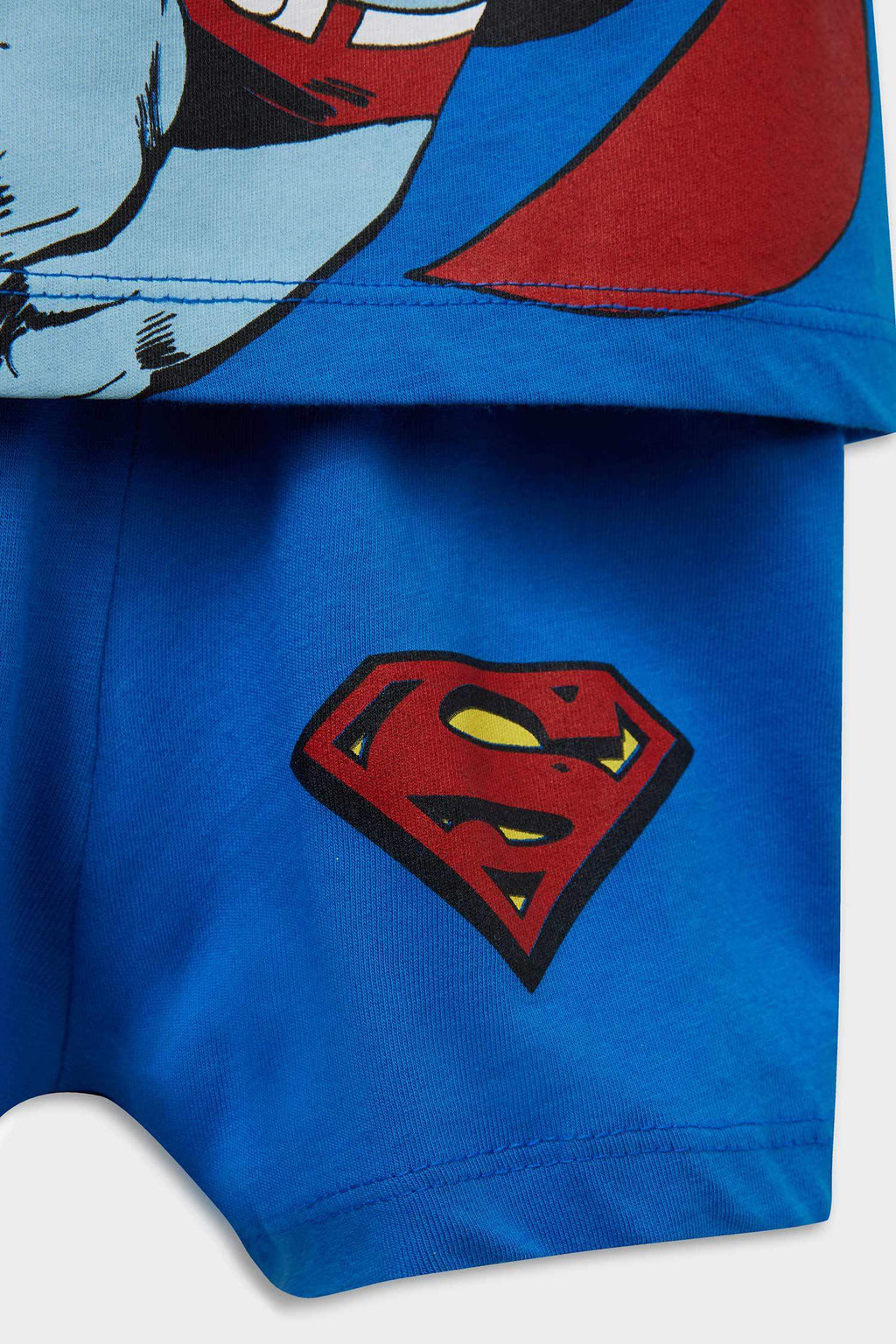 Baby Boy Superman Pajama Set Short Sleeve Combed Cotton Top and Elastic Waist Shorts