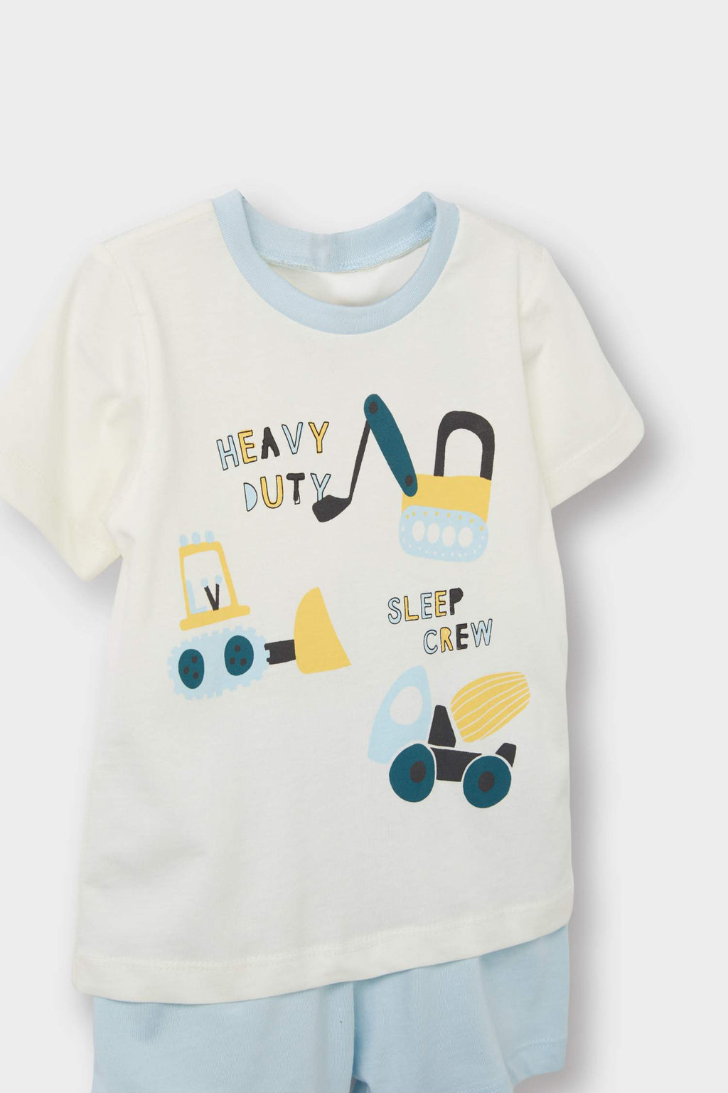 Baby Boy 4-Piece Pajama Set Vehicle Printed Short Sleeve Combed Cotton Top and Shorts