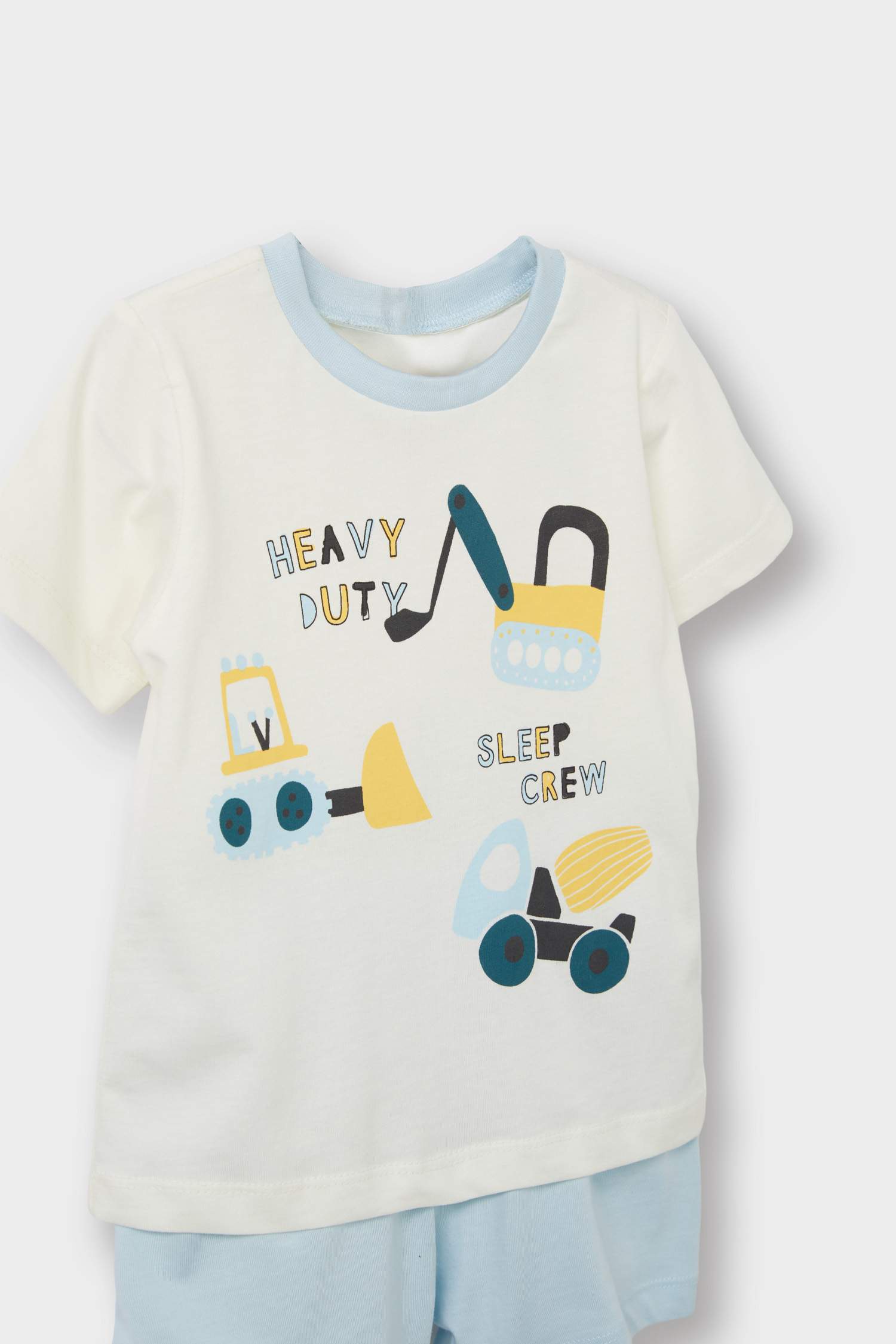 Baby Boy 4-Piece Pajama Set Vehicle Printed Short Sleeve Combed Cotton Top and Shorts