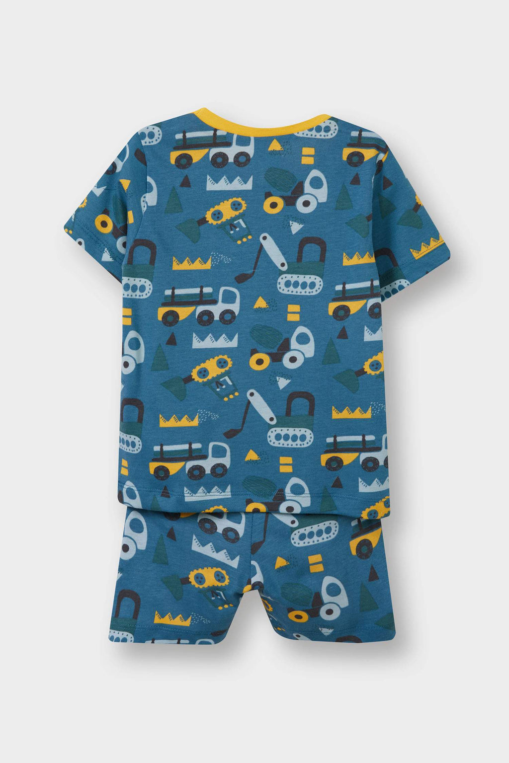 Baby Boy 4-Piece Pajama Set Vehicle Printed Short Sleeve Combed Cotton Top and Shorts