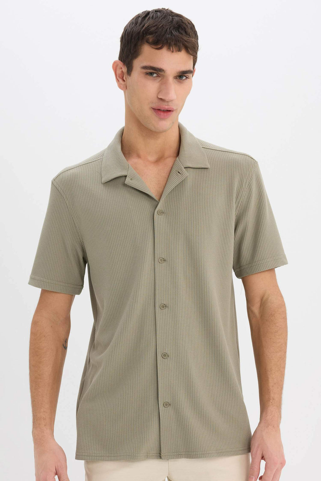 Regular Fit Polo Collar Short Sleeve Shirt