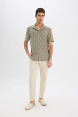 Regular Fit Polo Collar Short Sleeve Shirt