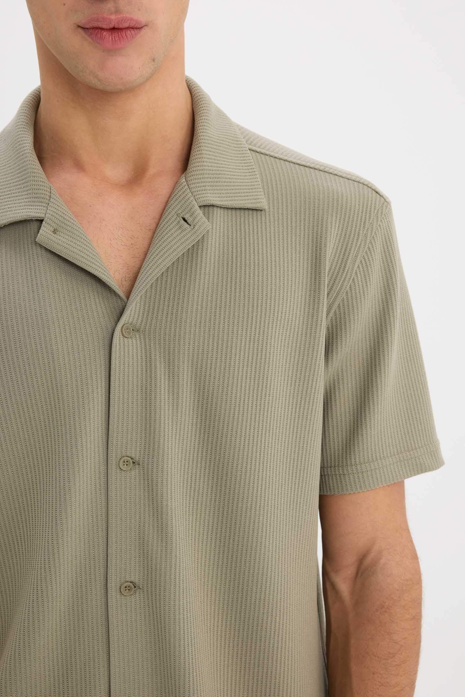 Regular Fit Polo Collar Short Sleeve Shirt