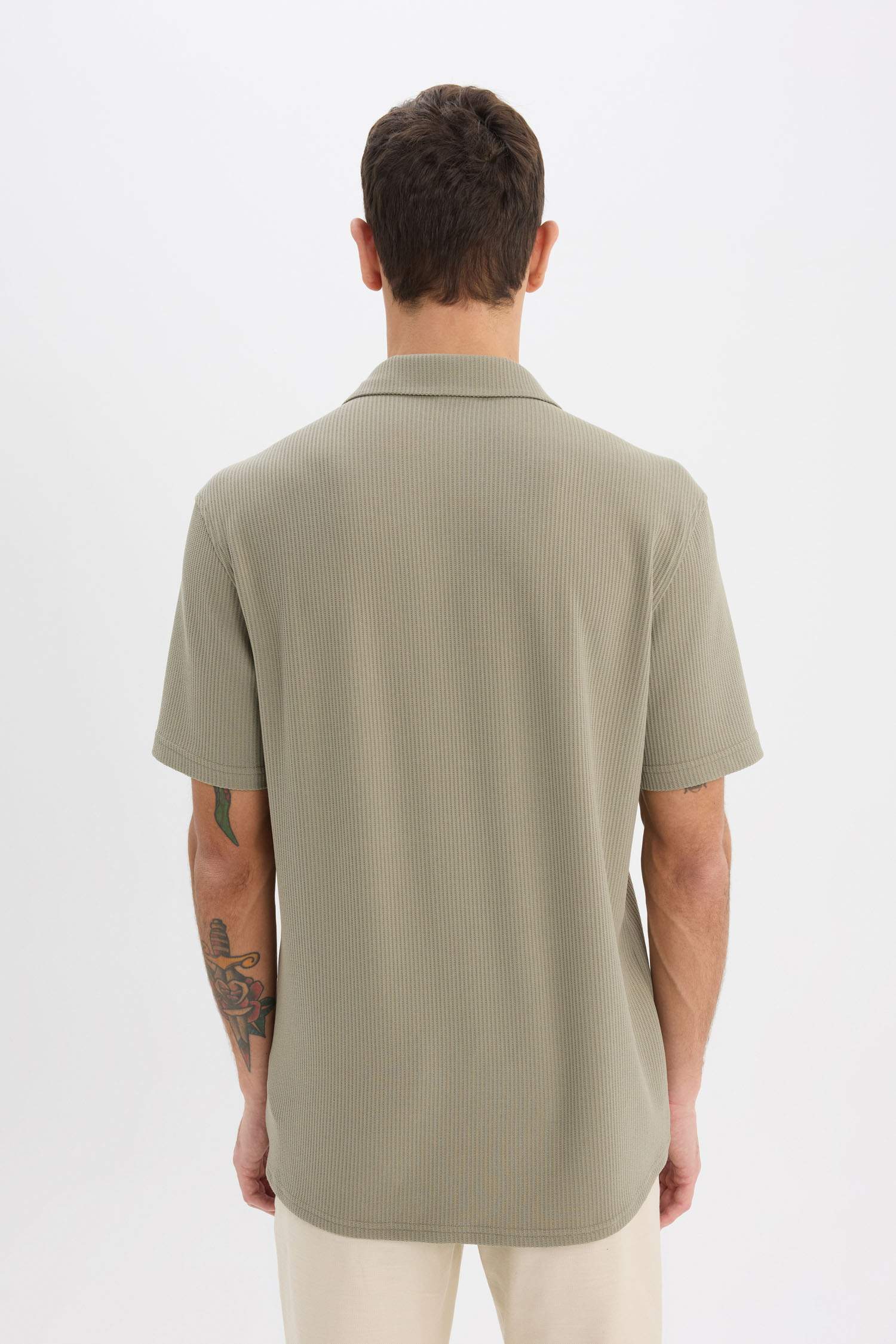 Regular Fit Polo Collar Short Sleeve Shirt