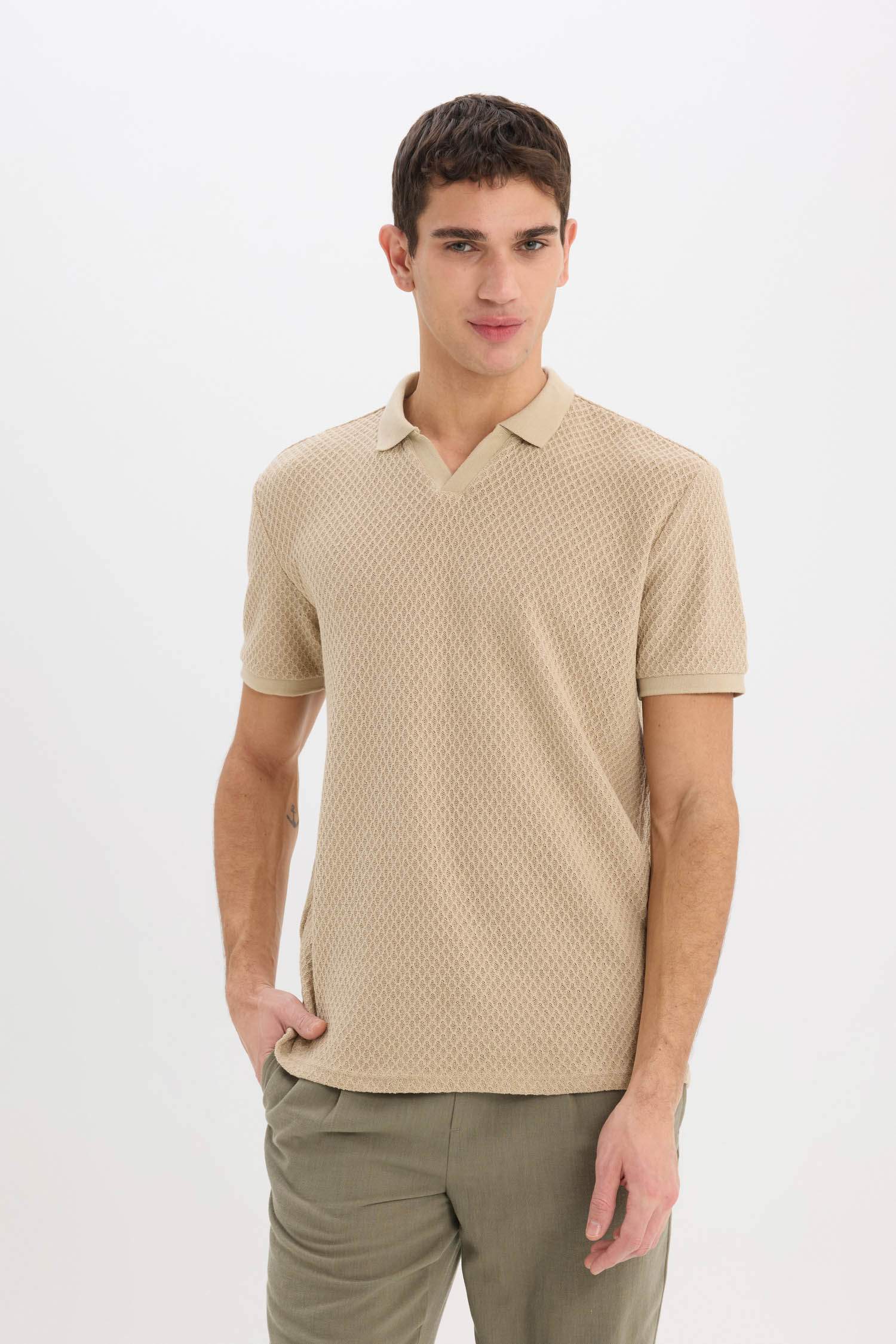 Regular Fit Polo Neck Short Sleeve T-Shirt