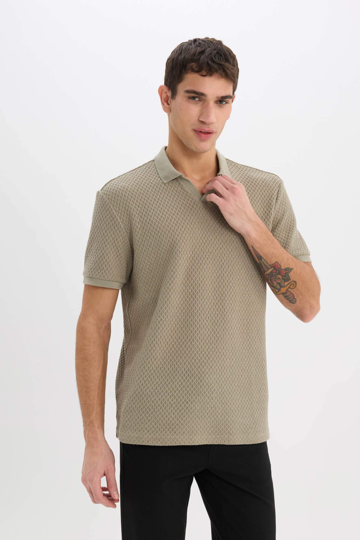 Regular Fit Polo Neck Short Sleeve T-Shirt