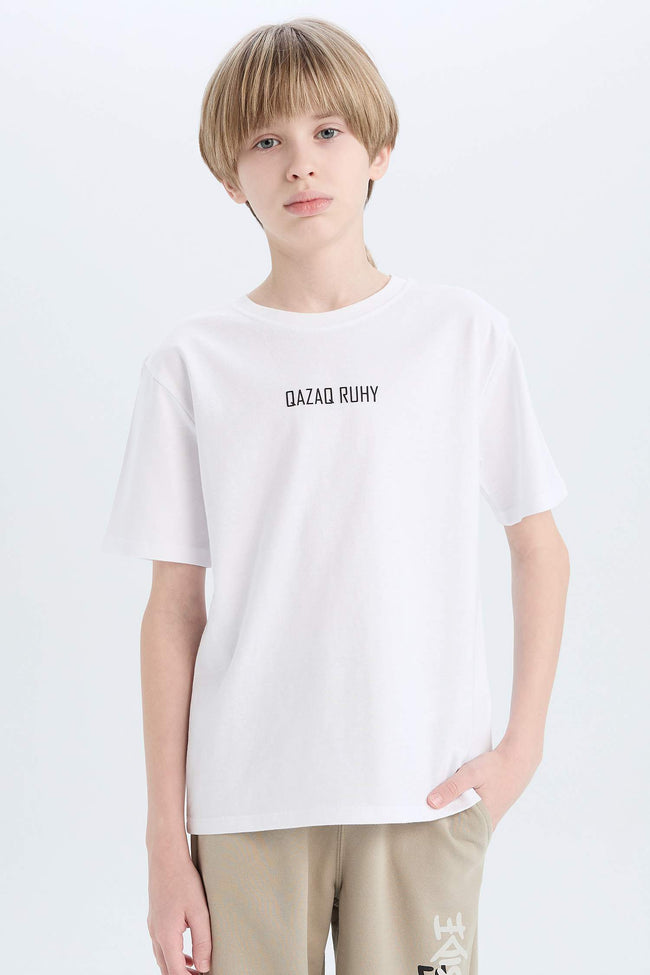 Boy Crew Neck Printed Short Sleeve T-Shirt Hover Image