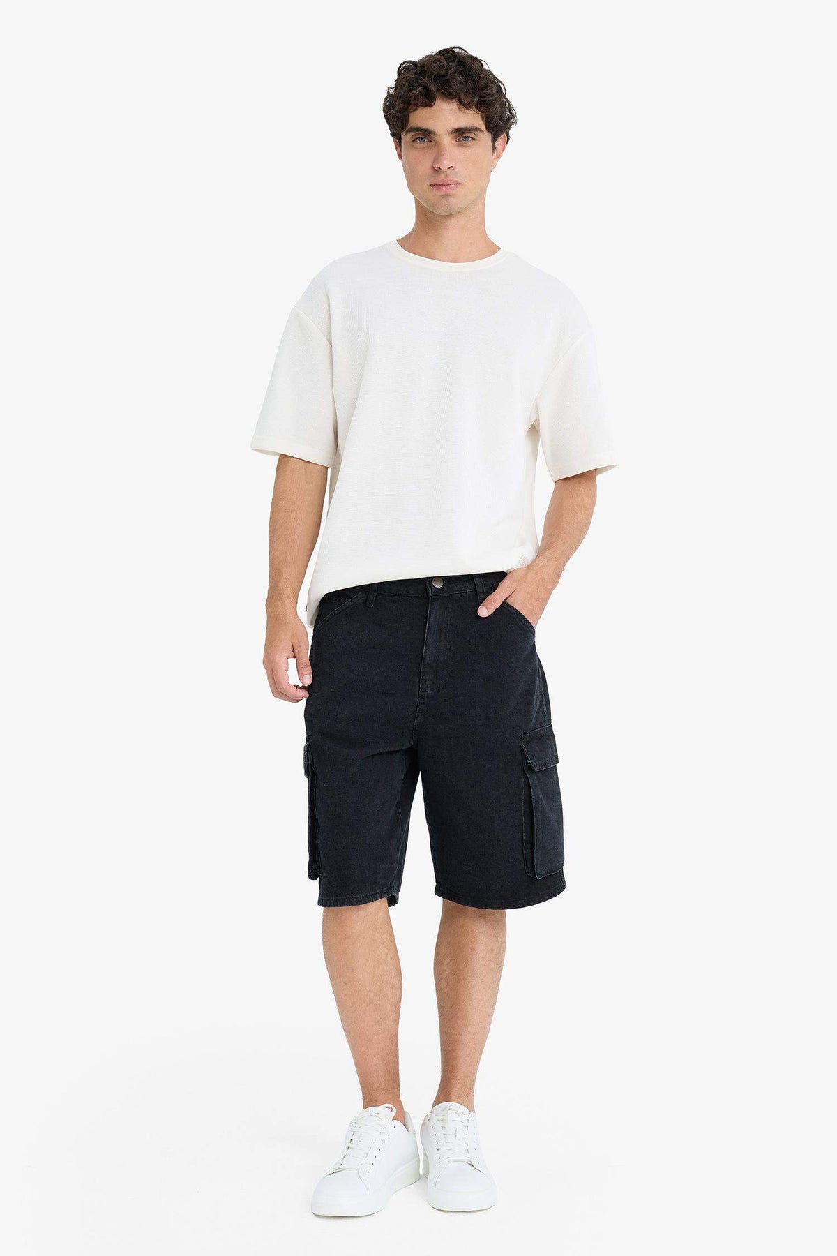 100% Cotton Cargo Fit Jean Bermuda Shorts