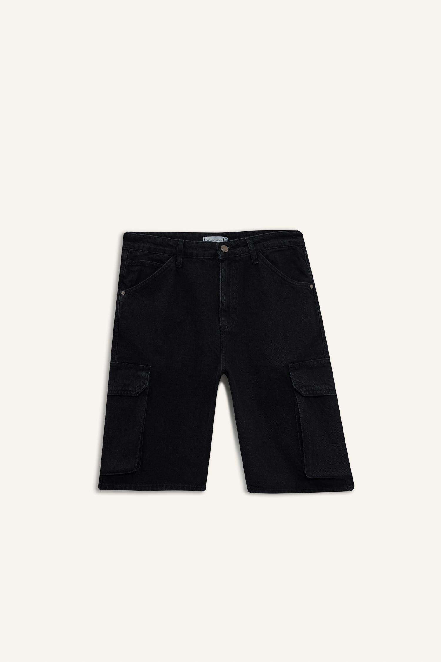 100% Cotton Cargo Fit Jean Bermuda Shorts