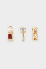 Women 3-Piece Stone Gold Ring