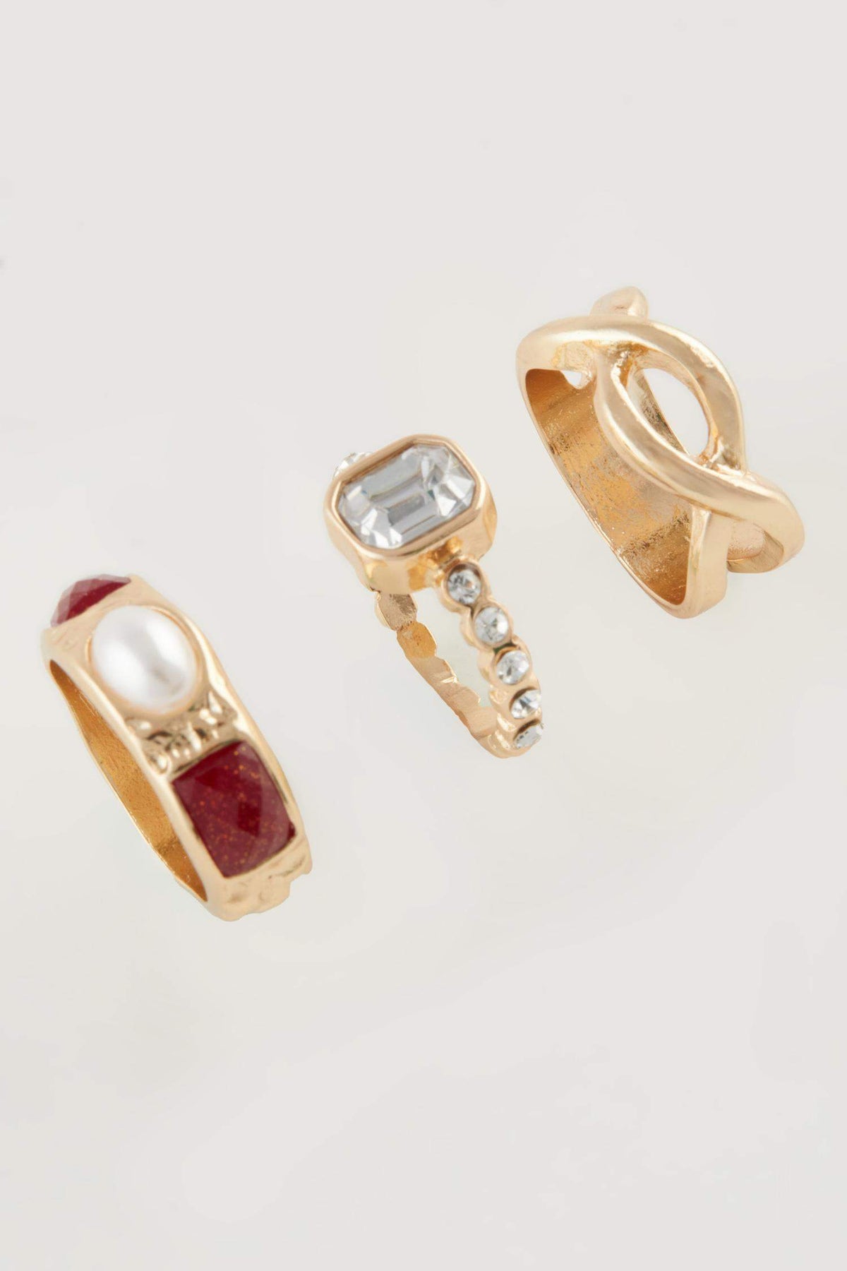 Women 3-Piece Stone Gold Ring