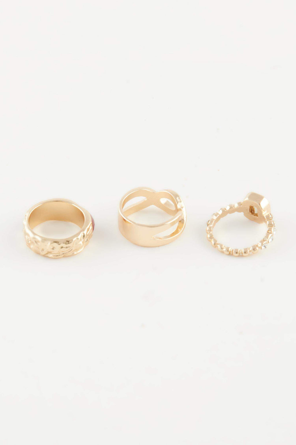 Women 3-Piece Stone Gold Ring