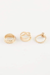 Women 3-Piece Stone Gold Ring