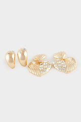 Women's 2-Piece Stone Gold Earrings