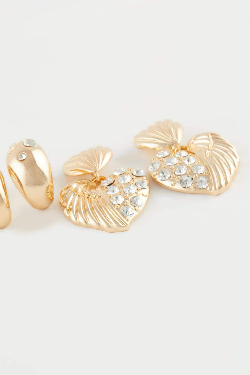 Women's 2-Piece Stone Gold Earrings