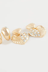 Women's 2-Piece Stone Gold Earrings
