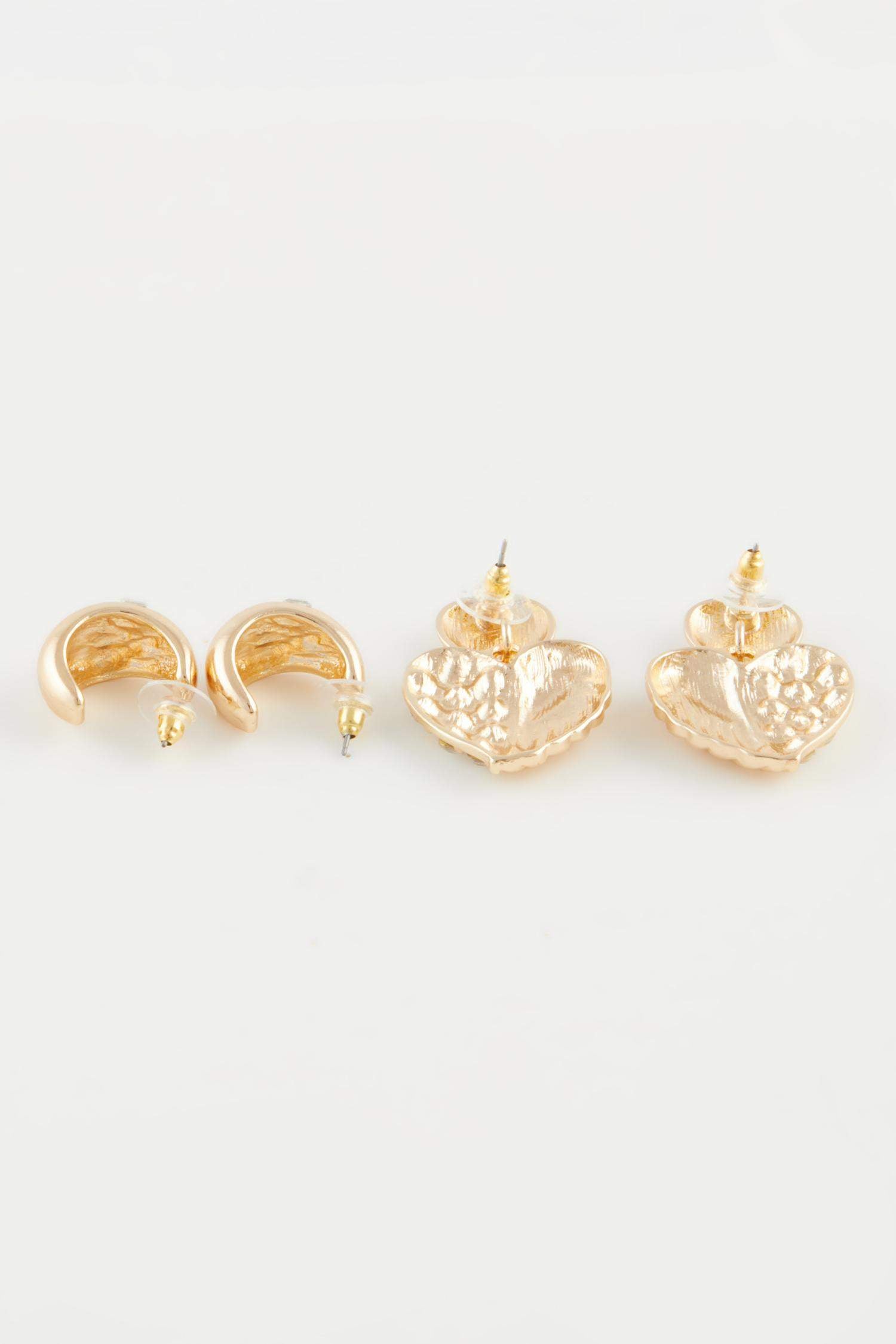 Women's 2-Piece Stone Gold Earrings