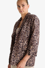 Loose Fit Jacket Collar Leopard Print Blazer Jacket