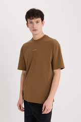 Boxy Fit Crew Neck Back Printed T-Shirt