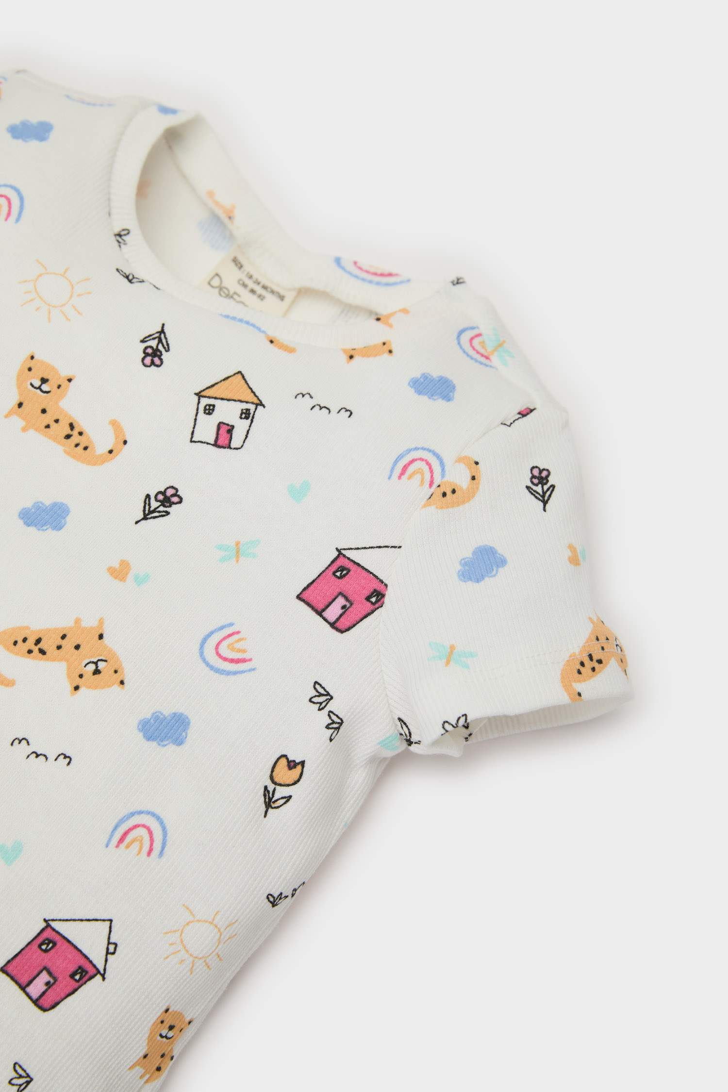 Girl Baby Pajama Set Patterned Short Sleeve Fit Camisole Top Waist Waist Long Bottom