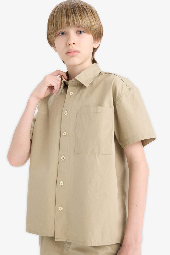 Boy Oversize Fit Polo Collar Parachute Shirt Hover Image