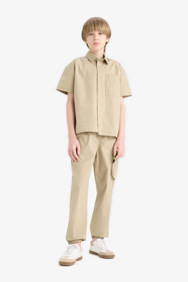 Boy Oversize Fit Polo Collar Parachute Shirt Main Image