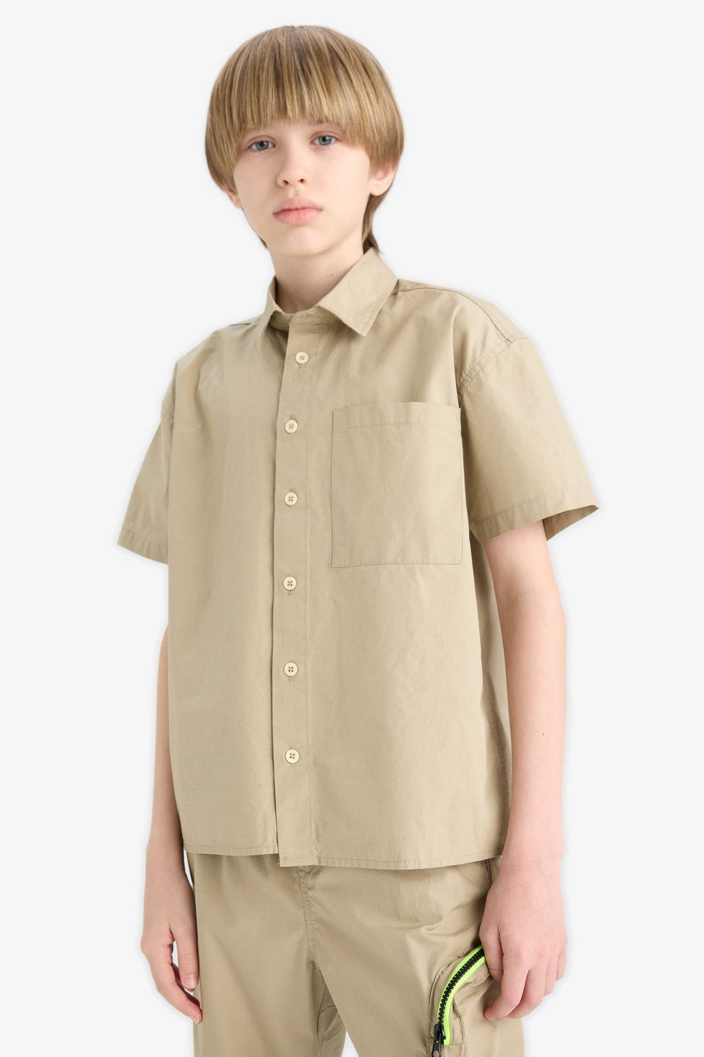 Boy Oversize Fit Polo Collar Parachute Shirt