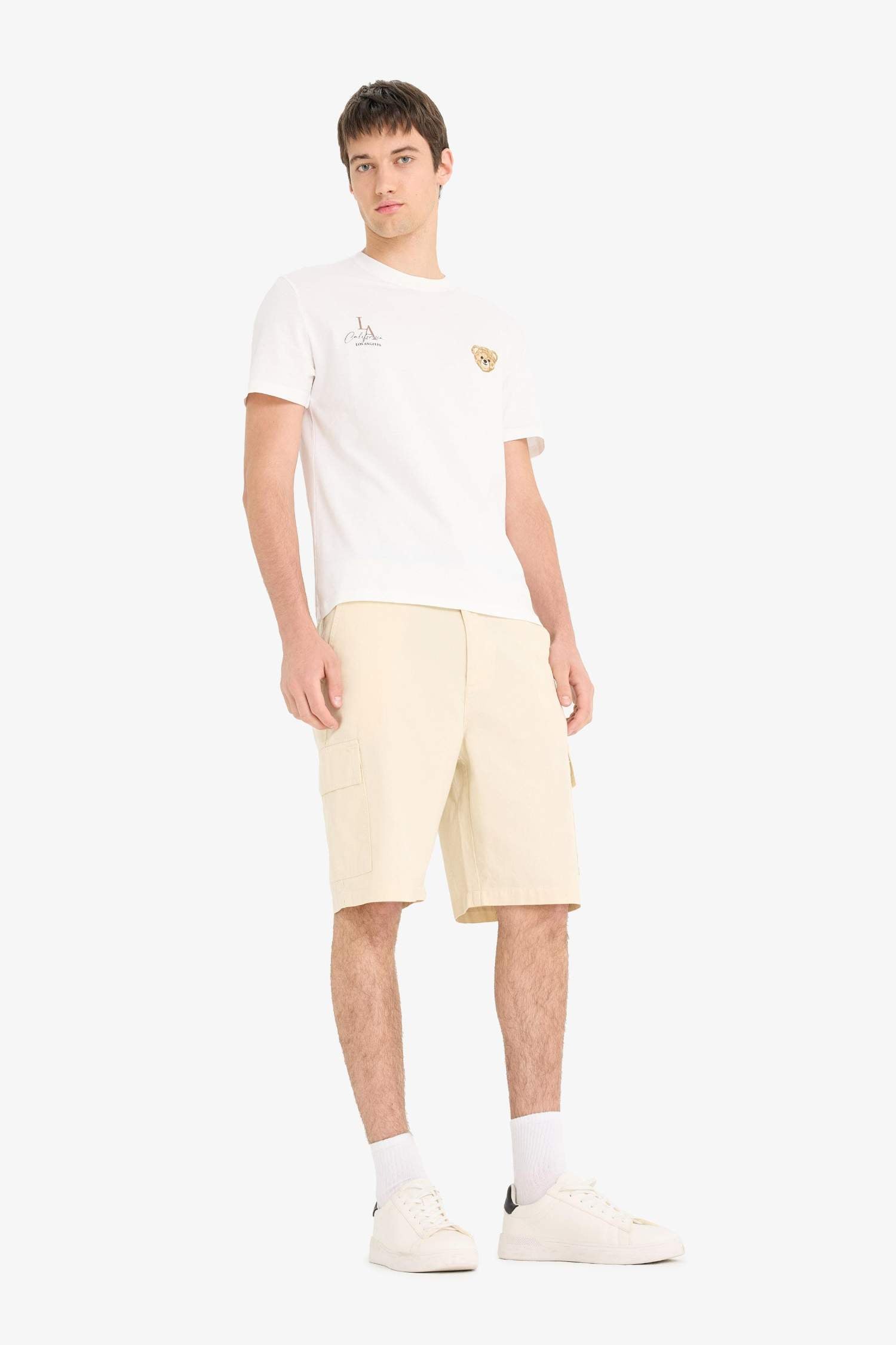 100% Cotton Regular Cargo Pocket Bermuda Shorts