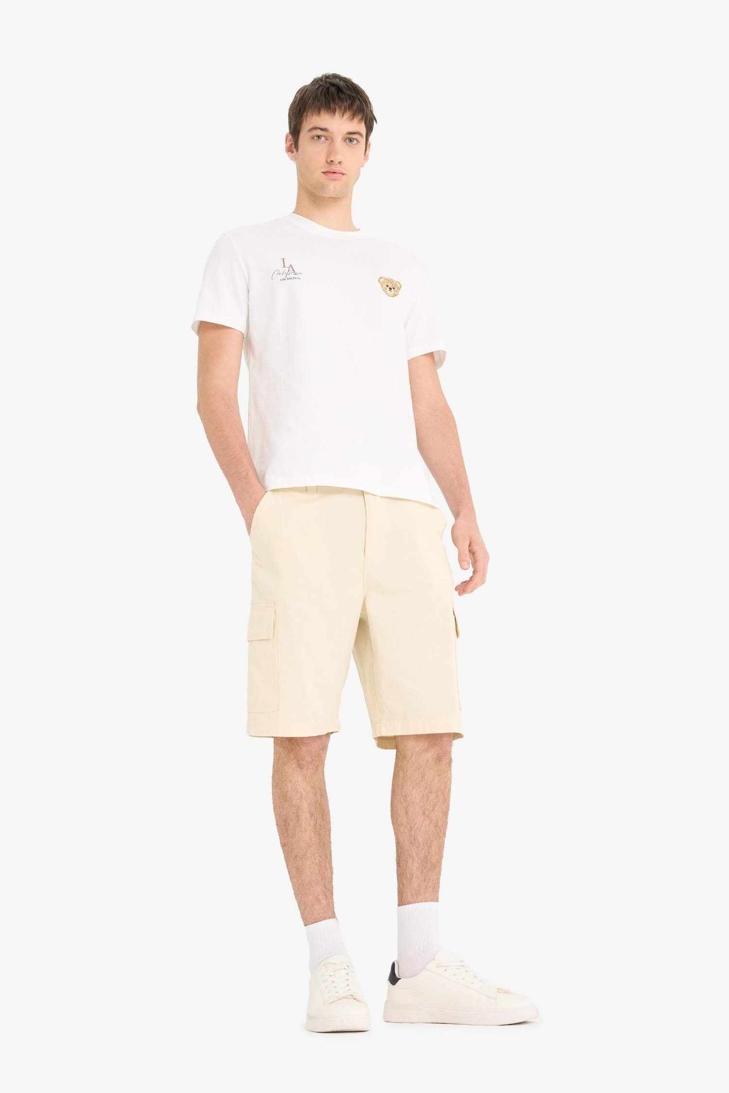 100% Cotton Regular Cargo Pocket Bermuda Shorts