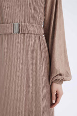 Regular Fit Crew Neck Pleat Dress