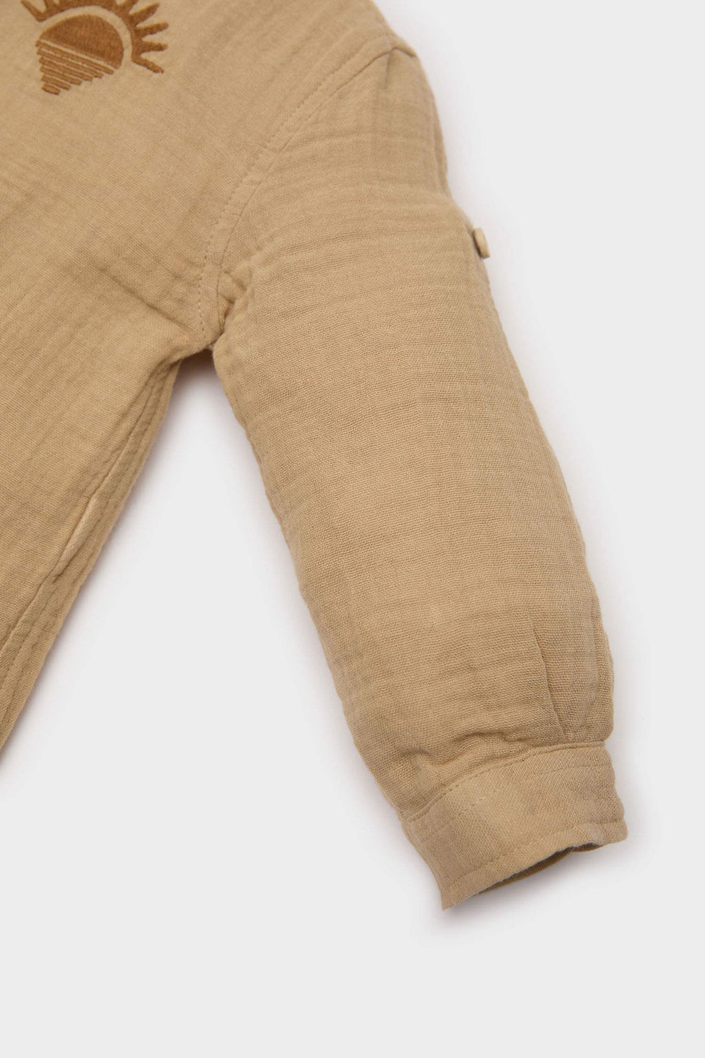 Baby Boy Crew Neck Embroidered Muslin Shirt