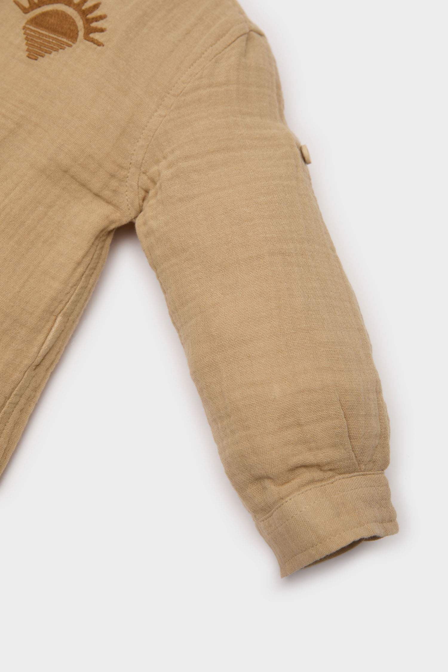 Baby Boy Crew Neck Embroidered Muslin Shirt