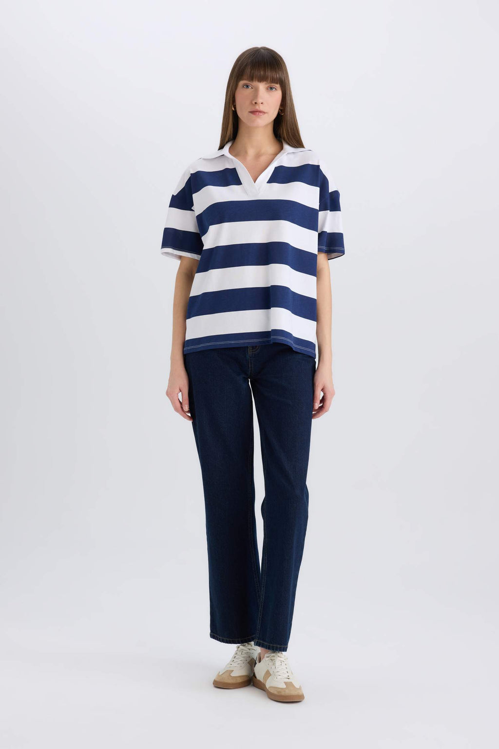 Relax Fit Striped Combed Cotton Short Sleeves Shirt