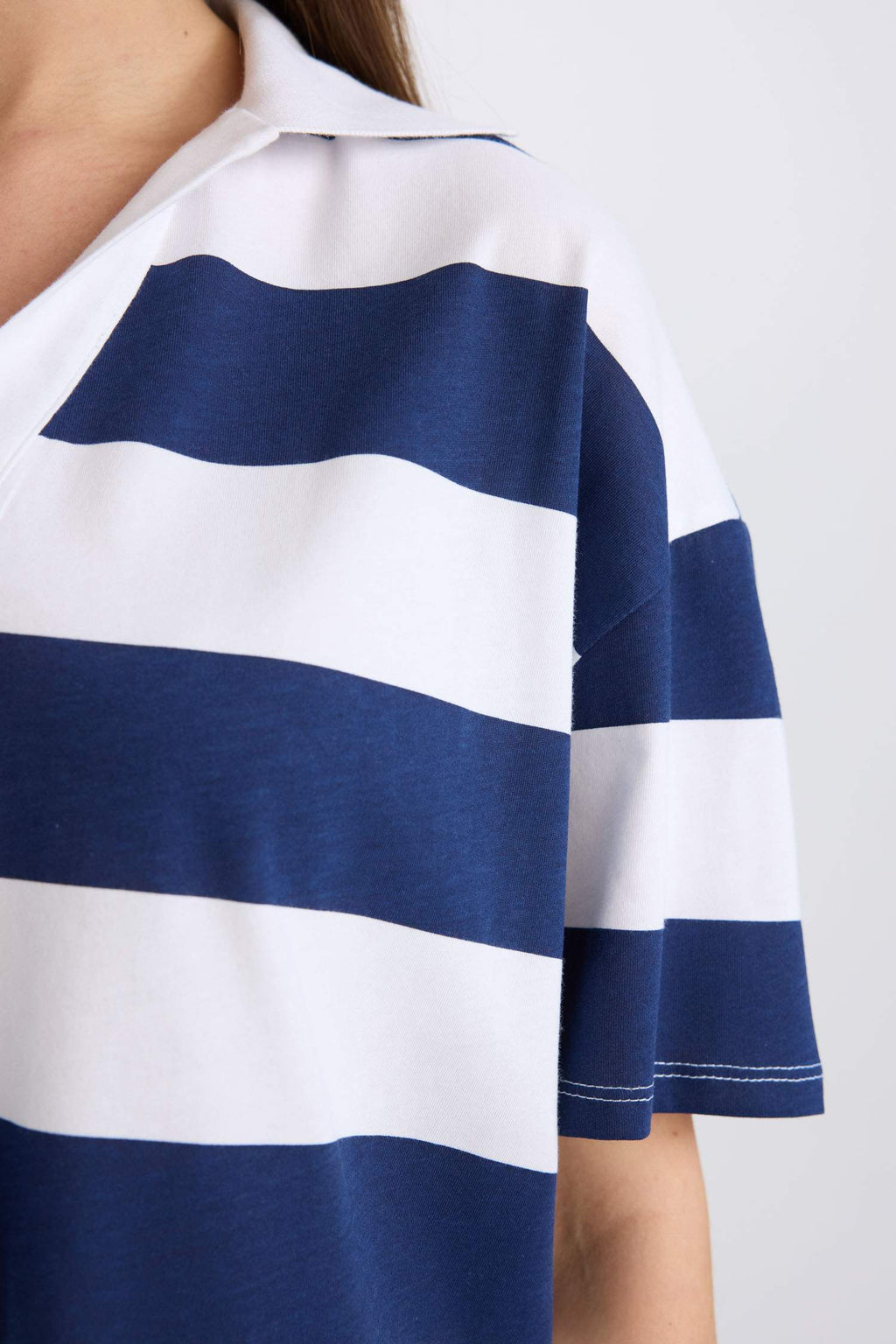 Relax Fit Striped Combed Cotton Short Sleeves Shirt